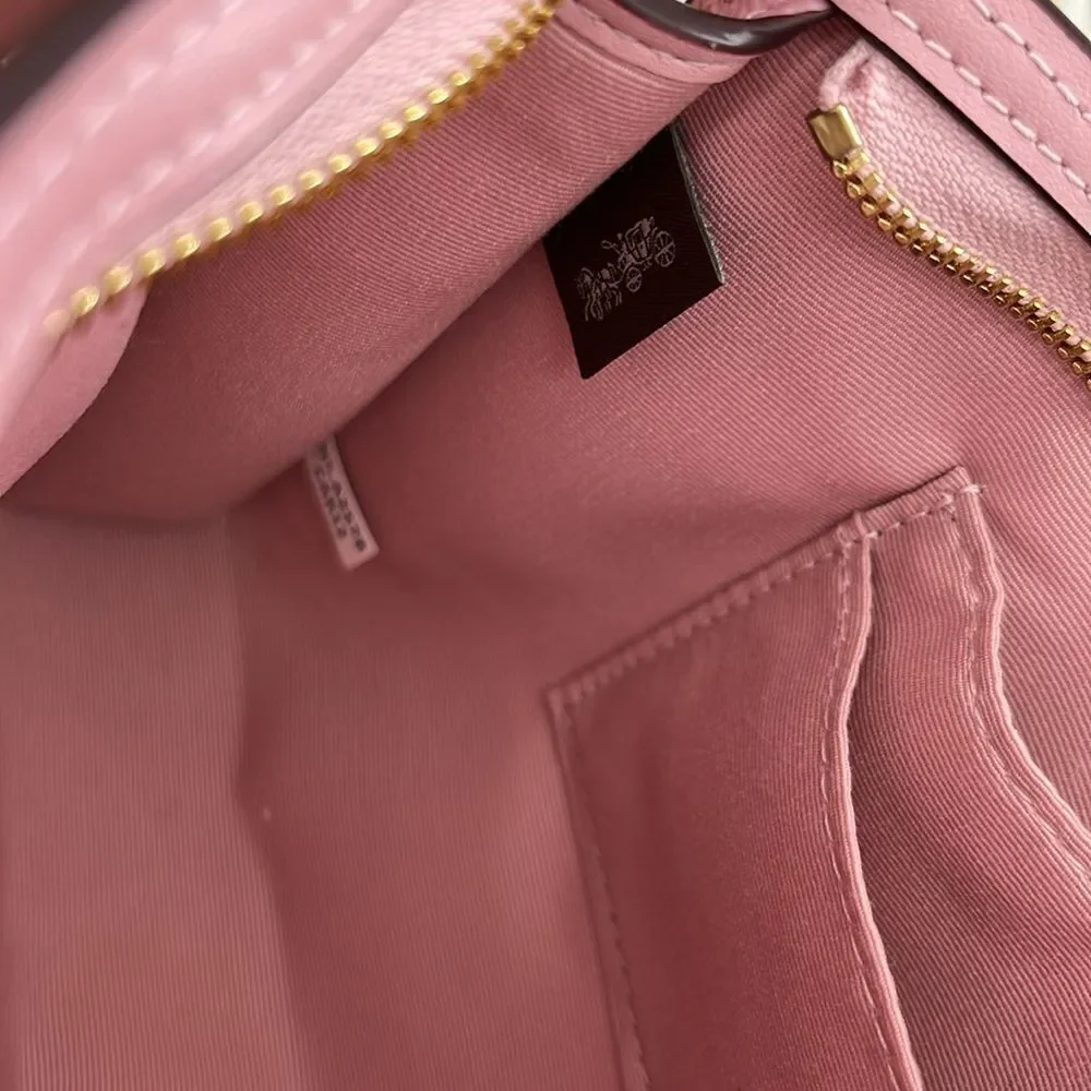 Coach Limited Slim Crossbody Bag In Signature Canvas Powder Pink Purse